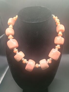 Handcrafted Pink Coral Bead Necklace - Antique Mediterranean Coral